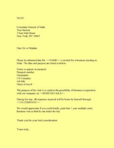 Letter of Invitation to Visit USA Template – Helpful Guidance